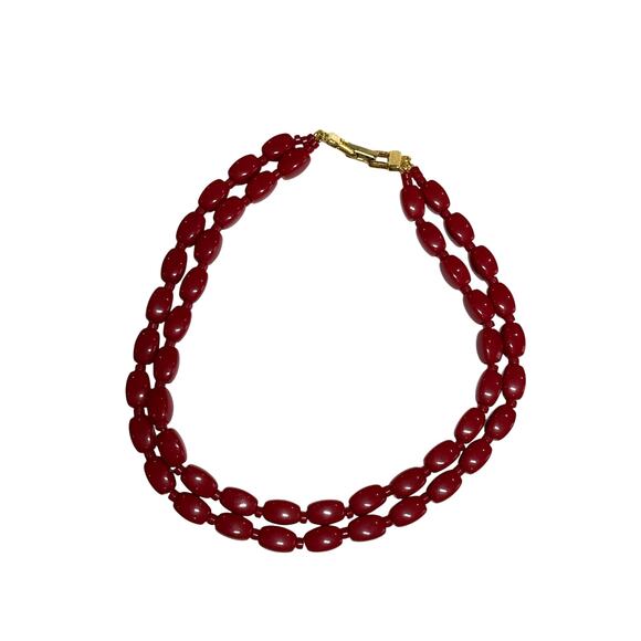 Vintage Necklace Earring Jewelry Lot Napier Monet Bright Red Gold Tone Pierced‎ - Picture 4 of 12